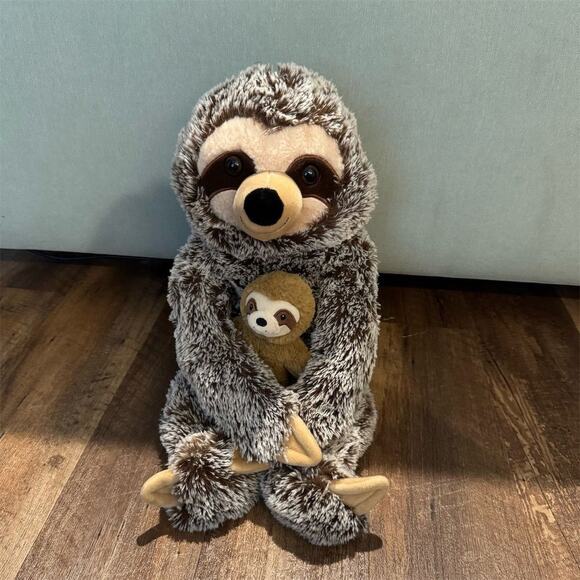 Walgreens Brown Sloth Plush Toy Mom Mama with Baby Soft Stuffed Animal Lovey - Picture 1 of 11